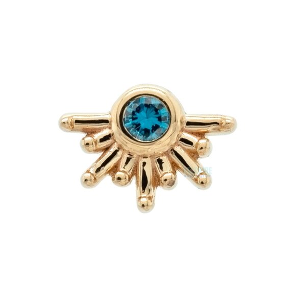 BLVA Sunburst 14k gold with blue diamond - Picture 2 of 2